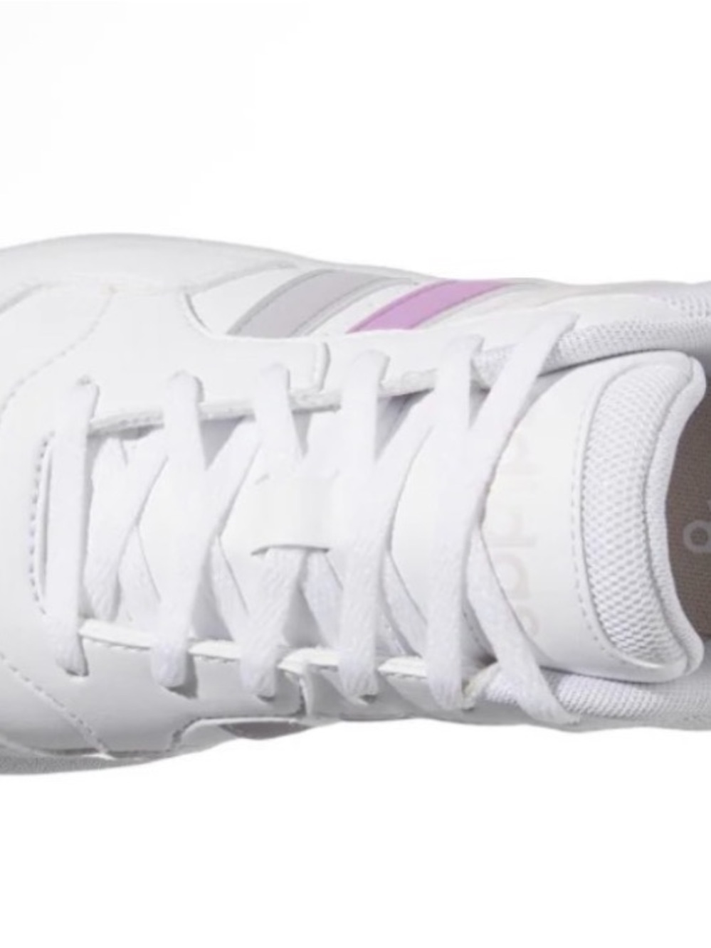 adidas White  Hoops 3.0 size 6 Bold Lace Sneakers with Pink Stripes - Picture 3 of 6